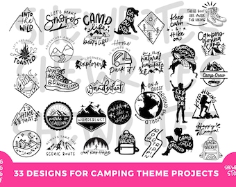 Camping Theme SVG bundle | Camp life svg | outdoor life svg | camping svg | nature svg | tent svg | mountains png svg cricut project