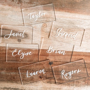 Custom Wedding Name Cards on Clear Acrylic | 10-100+ pieces | Special Event Name Cards | Guest Favor | Wedding Names