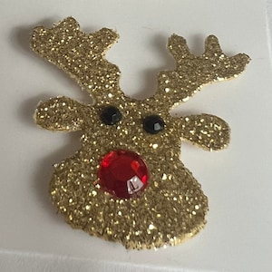 Rendierversieringen 4 zelfklevende glitterkaarttoppers voor kerstknutsels
