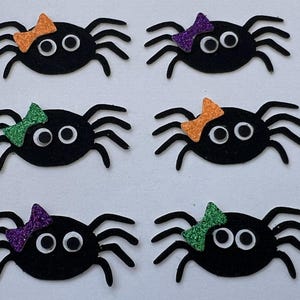 Spinnen Halloween Glitter 6 zelfklevende versieringen Kaarttopper Kids Craft