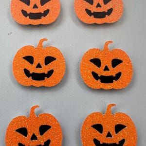 Citrouilles Halloween paillettes 6 décorations auto-adhésives faites à la main décorations de cartes pour enfants