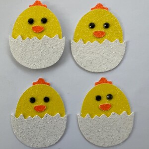 Ozdoby na kartki wielkanocne z kurczakiem, samoprzylepne ozdoby do rękodzieła, ozdoby na tort, ręcznie robione wykrojniki wykonane z najwyższej jakości brokatu Non Shed