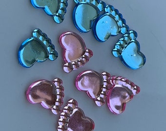 Baby Feet Craft Gems Embellishments Baby Blue Baby Pink Cake/Card Craft Acrylic party sparkly crystals