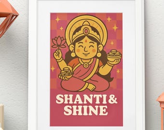 Shanti and Shine | Lakshmi Wall Art | Goddess of Wealth & Peace Print (Physical Print)