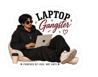 Laptop Gangster illustration sticker | Kiss-Cut Vinyl Decal