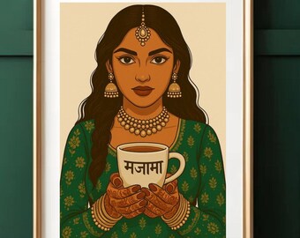 Majama Girl Art Print | Retro Desi Illustration
