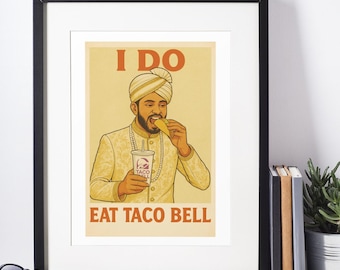 Funny Taco Bell Groom Print: Retro Desi Wedding Art (Digital Download)