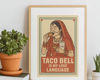 Funny Taco Bell Print: Retro Pop Art Kitchen Decor (Physical Print)