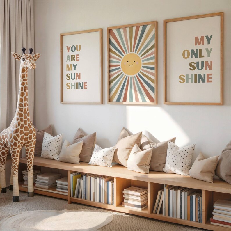 You Are My Sunshine Nursery Posters Set of 3 | Boho Watercolor Playroom ...