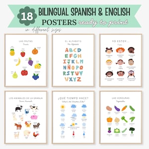 Bilingual Spanish English Posters | Montessori Educational Prints (Digital Download)
