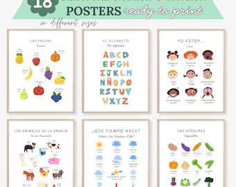 Bilingual Spanish English Posters | Montessori Educational Prints (Digital Download)