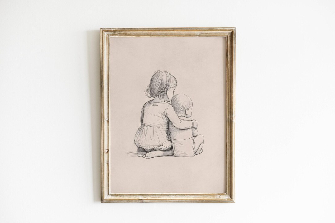 Older Sister and Younger Brother Art Print - Siblings Wall Art ...