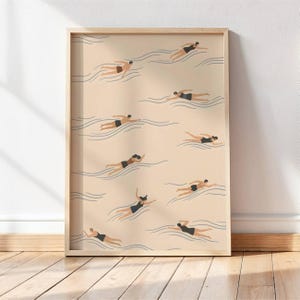 Boho zwembad muurdecoratie - Abstracte kustposter