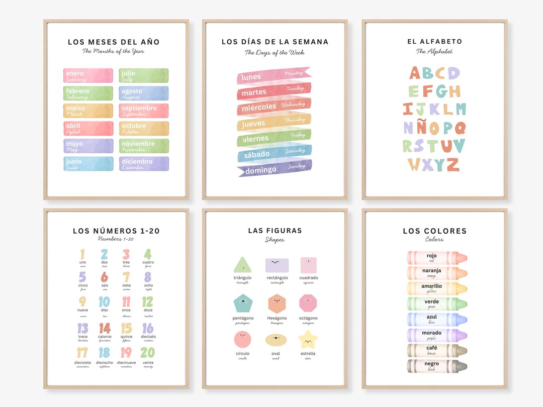 Bilingual Spanish English Posters, Montessori Classroom Decor (digital ...