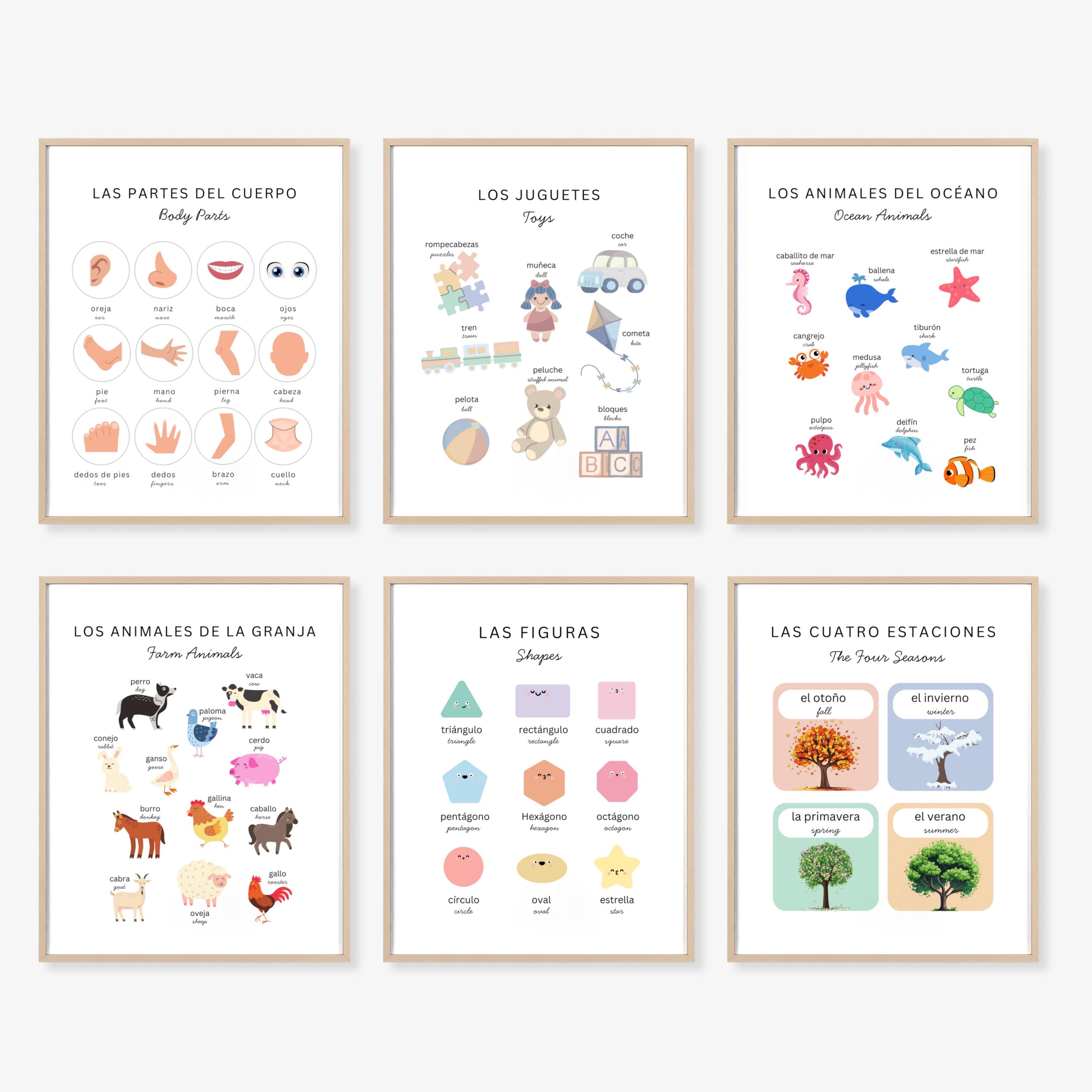Bilingual Spanish English Posters | Montessori Educational Prints ...