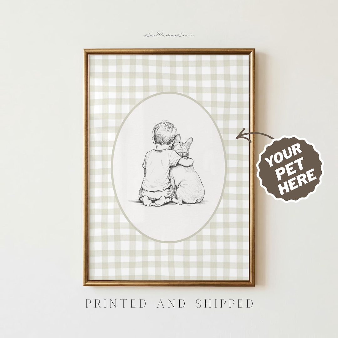Custom Child and Pet Portrait Print | Personalized Nursery Wall Art ...