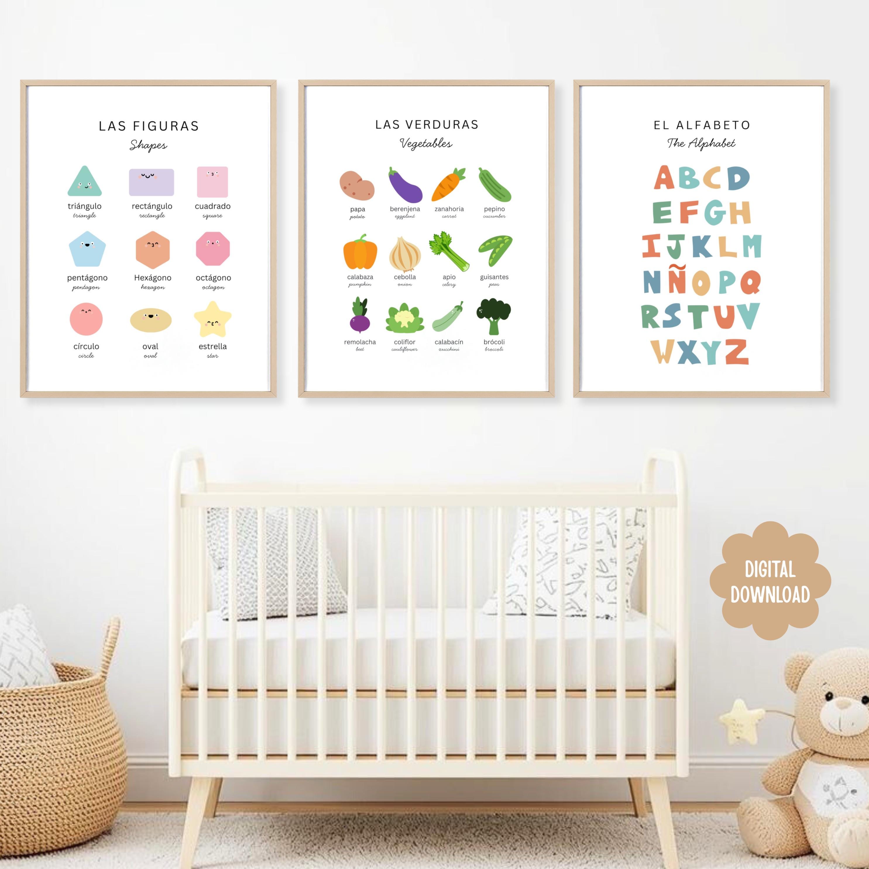 Bilingual Spanish English Posters | Montessori Educational Prints ...