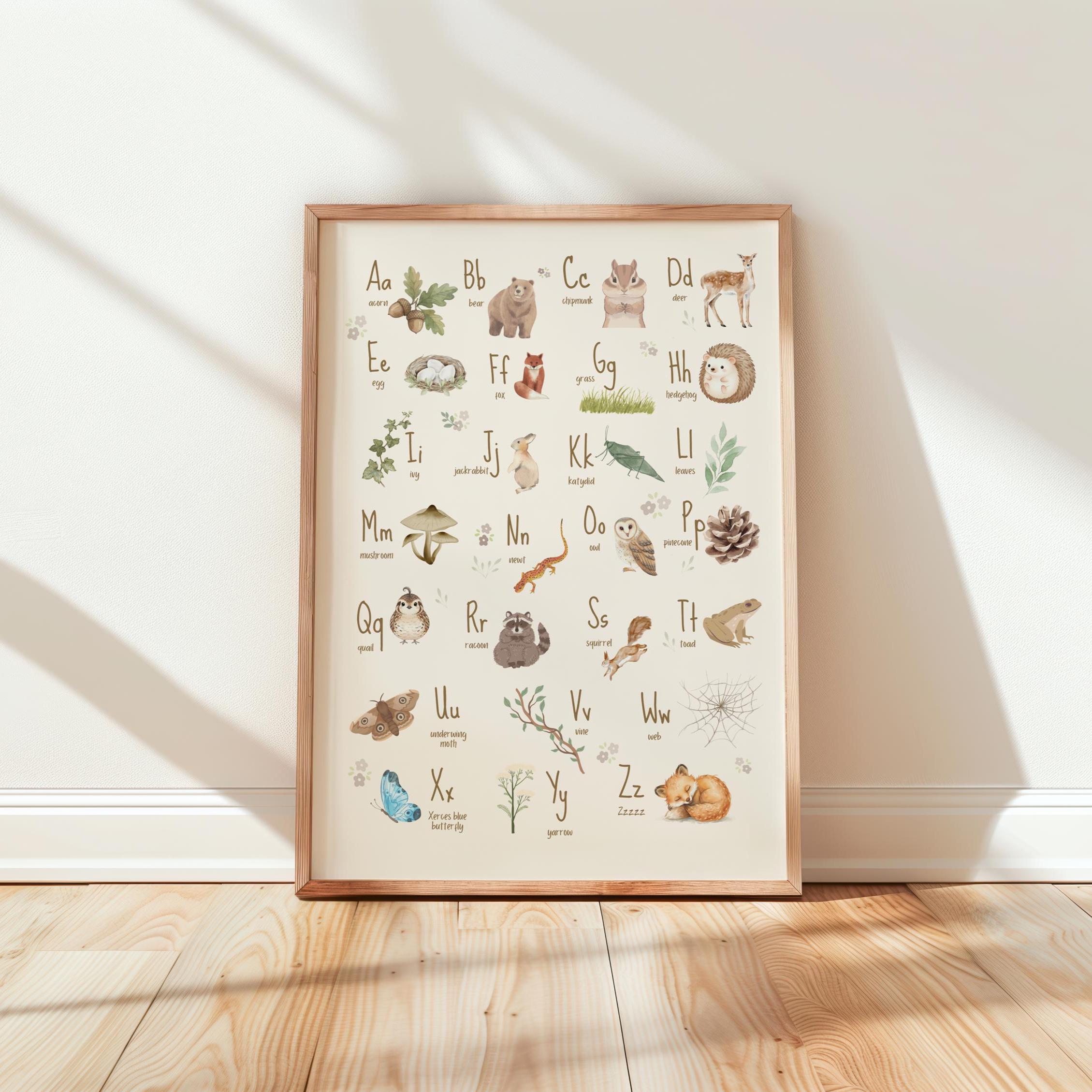 Woodland Alphabet Poster | Watercolor Nursery Abcs Wall Art - Etsy