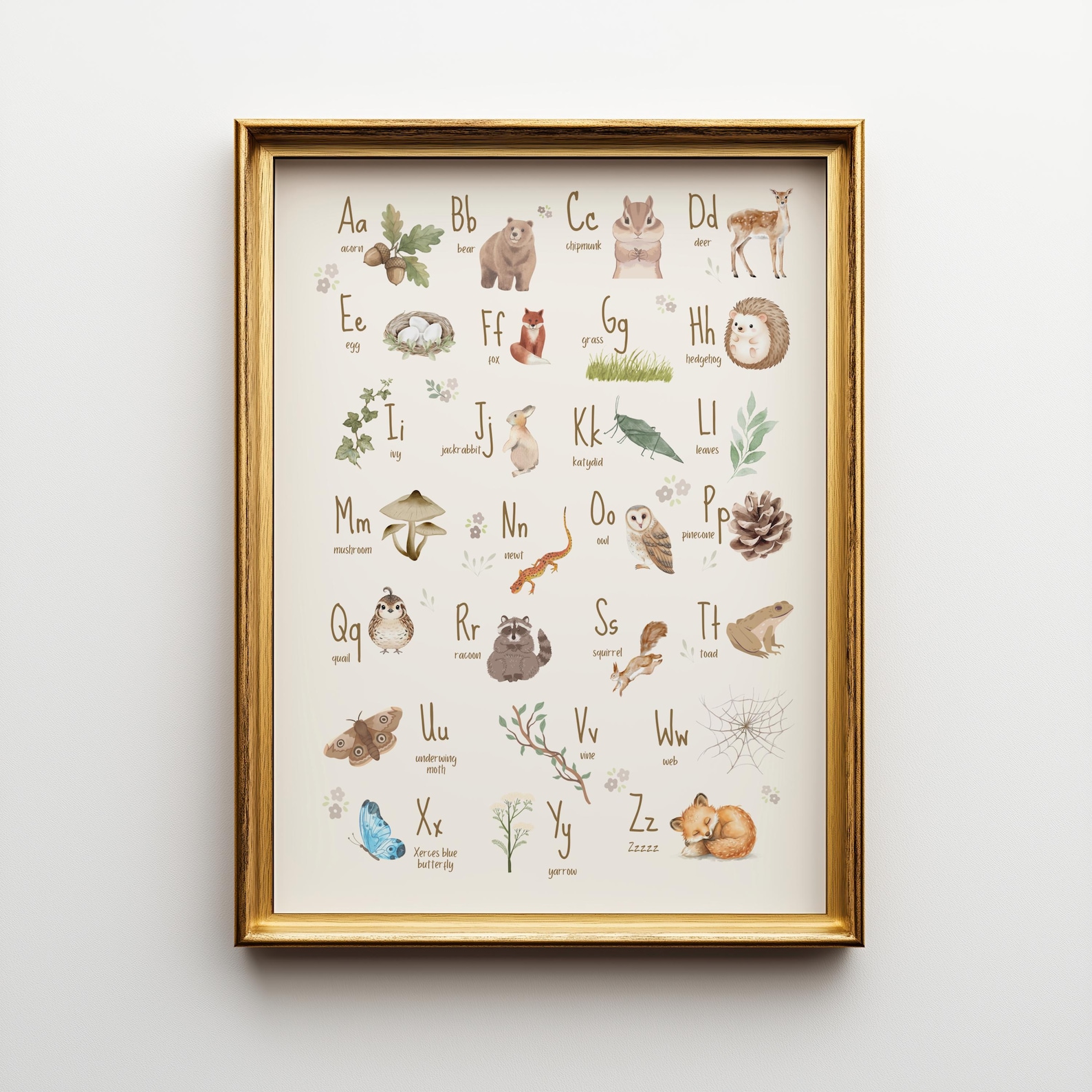Woodland Alphabet Poster | Watercolor Nursery Abcs Wall Art - Etsy