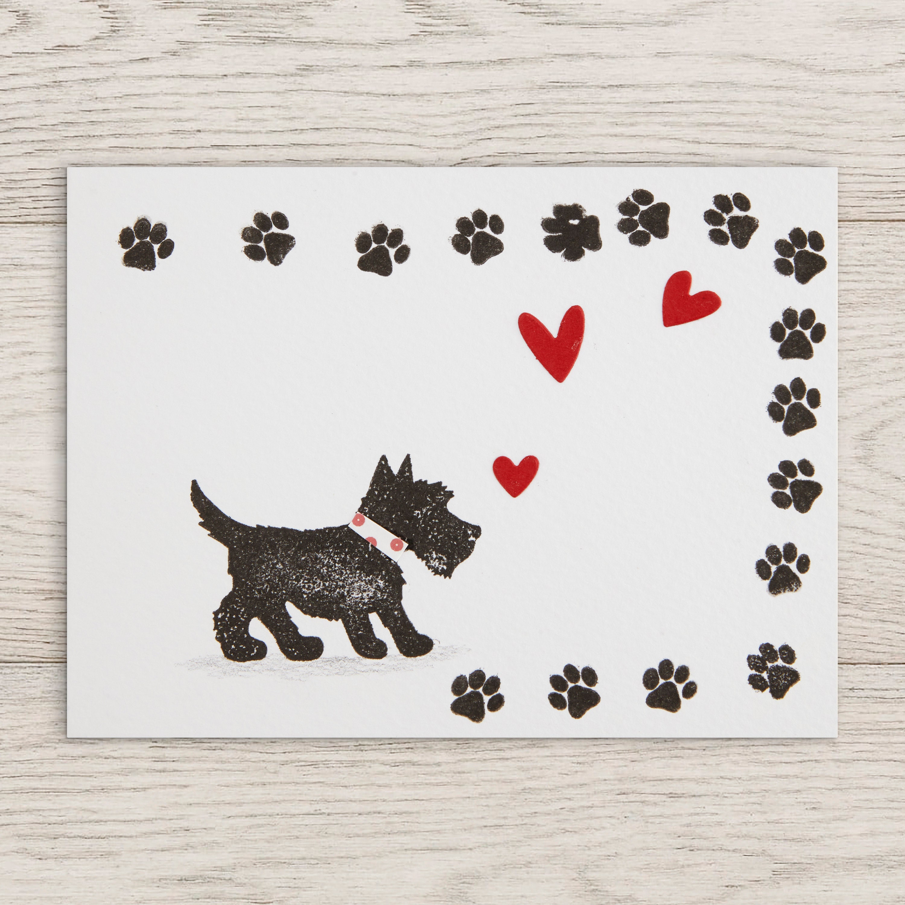 Dog Lovers Black Scottie Dog Card Blank Card Sending Love Thank You Card Handmade Valentine's Day