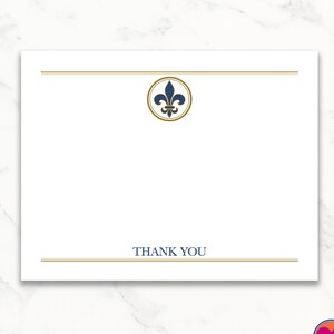 Fleur de Lis THANK YOU Note Cards ~ Taille A2 4.25 » x 5.5 » ~ Set de 10 ~ Papeterie ~ Flat Note Cards