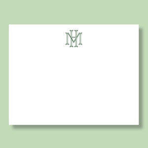 Monogrammes entrecroisés ~ Deux initiales ~ Bloc-notes de 50 pages ~ Jeu de 15 cartes/enveloppes plates ~ Papeterie personnalisée