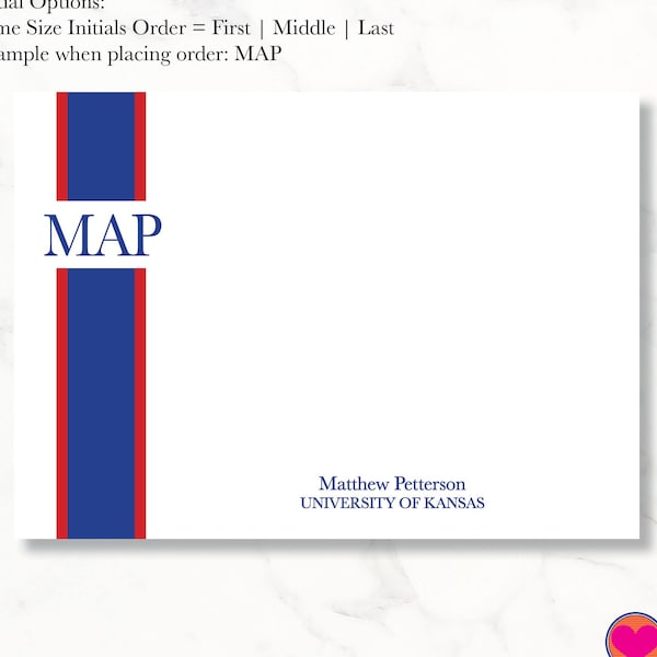 Personalized Stationery Set, Color Bands, Initials (Set of 12)