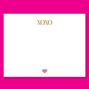 XOXO ~ Cartes de correspondance plates ~ Taille A2 4,25 x 5,5 po. ~ Lot de 10 cartes et enveloppes roses ~ Papeterie ~ Envoyer de l'amour ~ Coeur rose