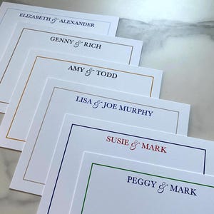 Couples Personalized Stationery, Flat Note Cards, Set of 15