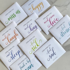 Open When Envelopes College ~ Lot de 10 ~ Aller à l'université, Kit de survie à l'université, Départ de la maison, Cadeau fille, ami, Trousse de soins