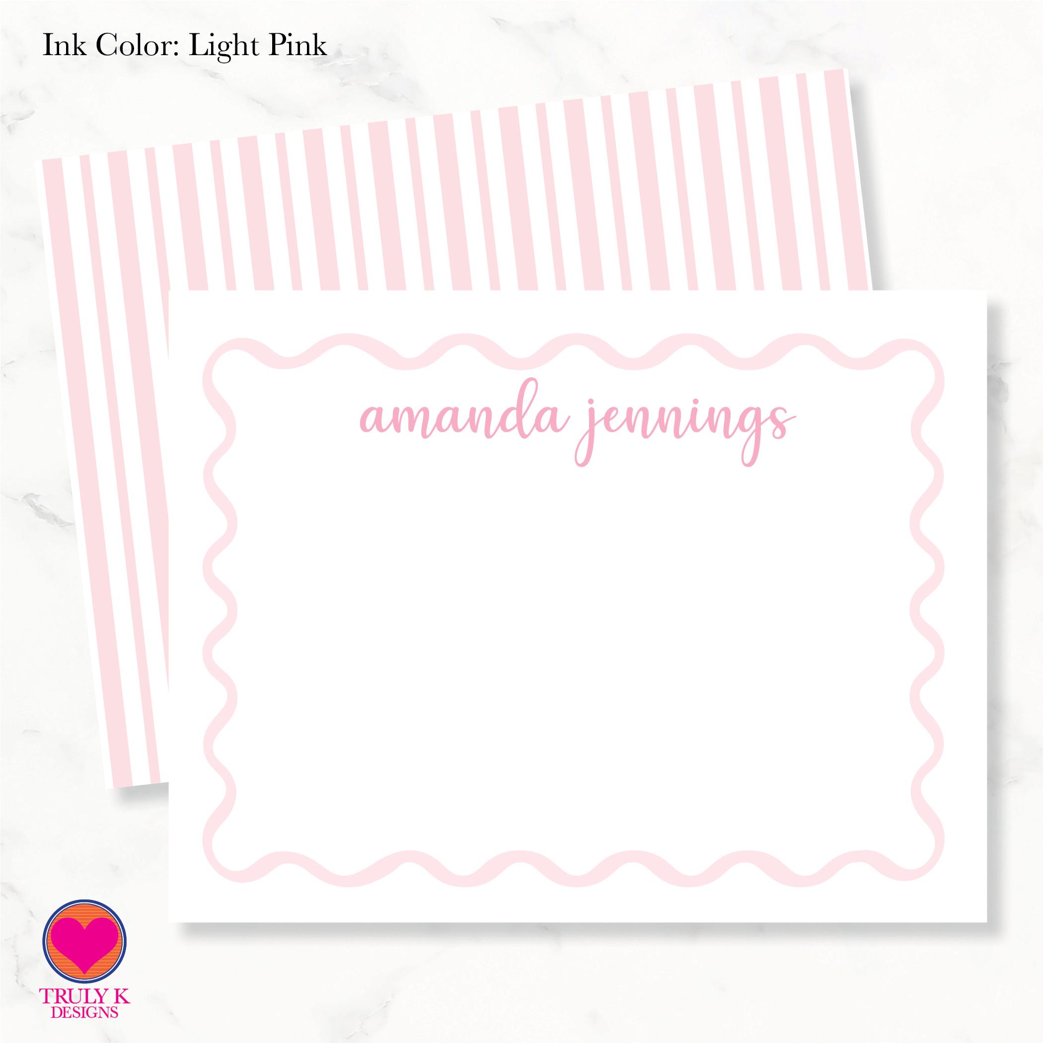 Wavy Border Personalized Stationery: Note Cards (set of 15) or Notepad ...