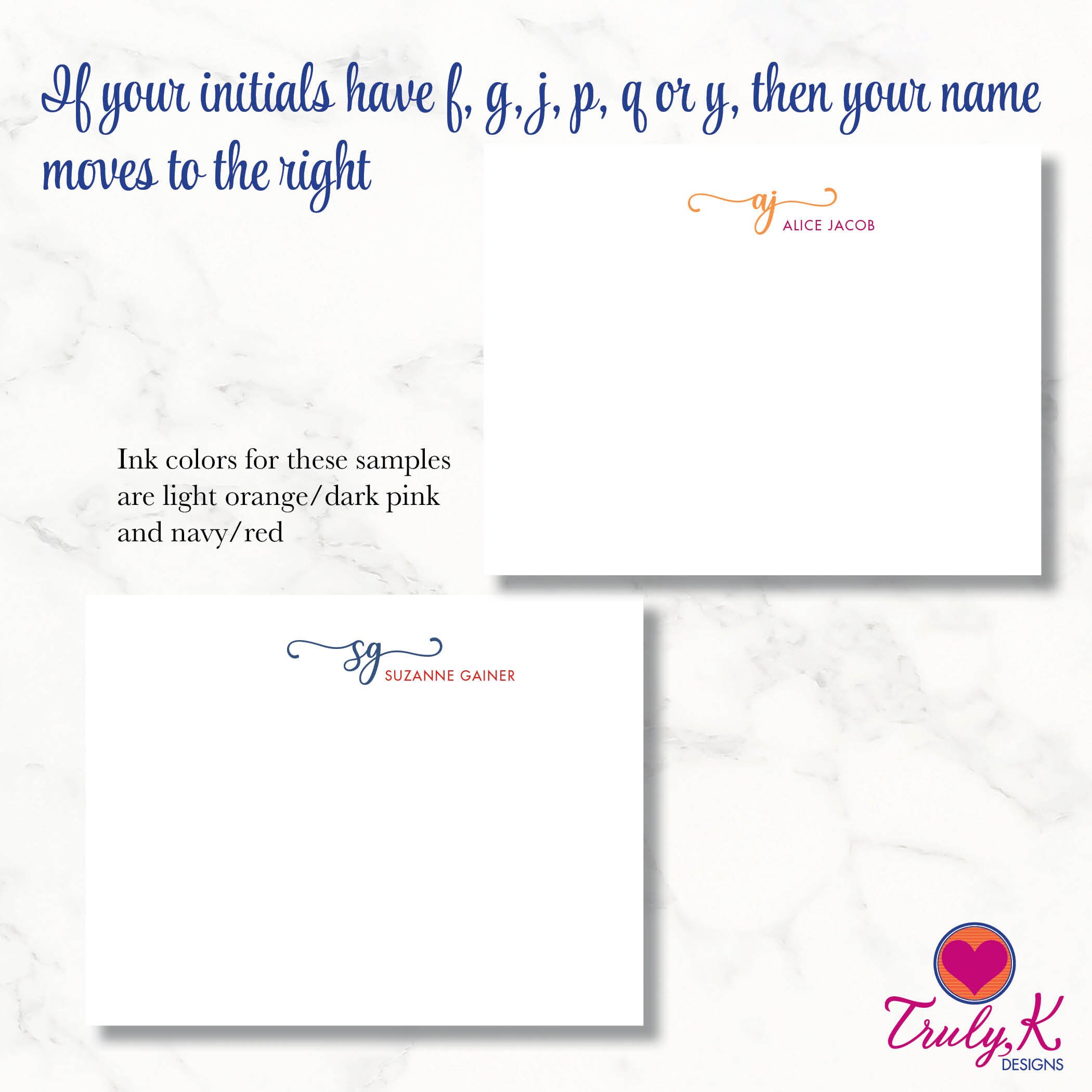 Modern Script With Initials ~ Personalized Stationery ~ Size A2 4.25