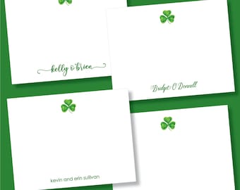 Shamrock Personalized Stationery, Note Cards (Set of 15) or Notepad (50 Pages)