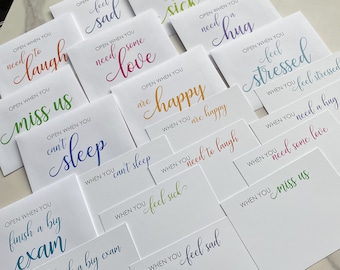Open When Envelopes&Cards College~Set of 10~Going Away to College, College Survival Kit, Leaving Home, Daughter/Son/Friend Gift, CarePackage