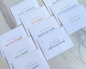 College Student Care Package - Open When Envelopes, Set of 10 Envelopes YOU Fill