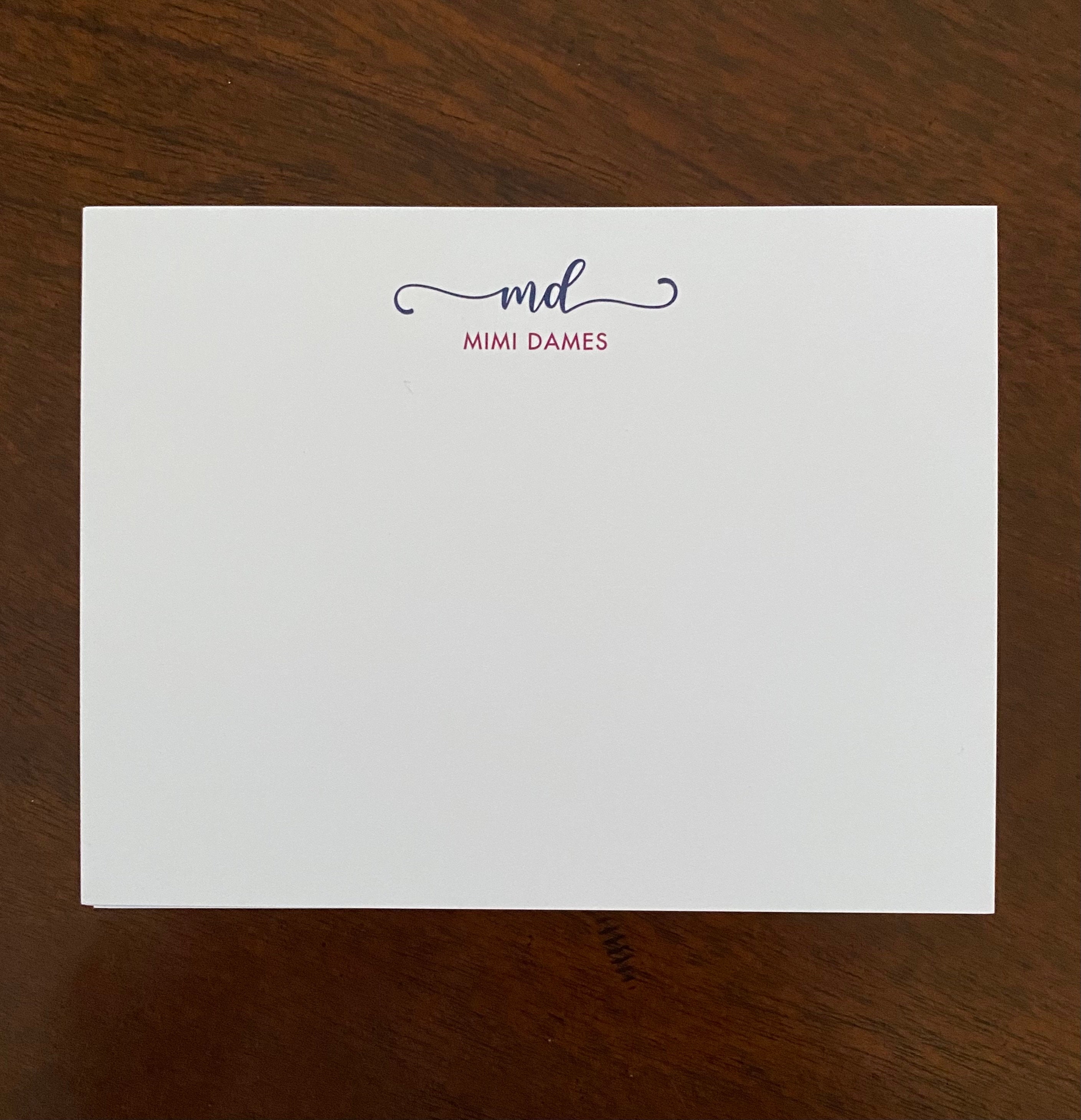 Modern Script With Initials ~ Personalized Stationery ~ Size A2 4.25" X ...
