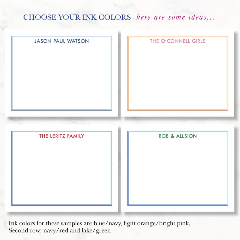 Personalized Stationery Flat Note Cards – Name & Frame A2 Size Set - Etsy