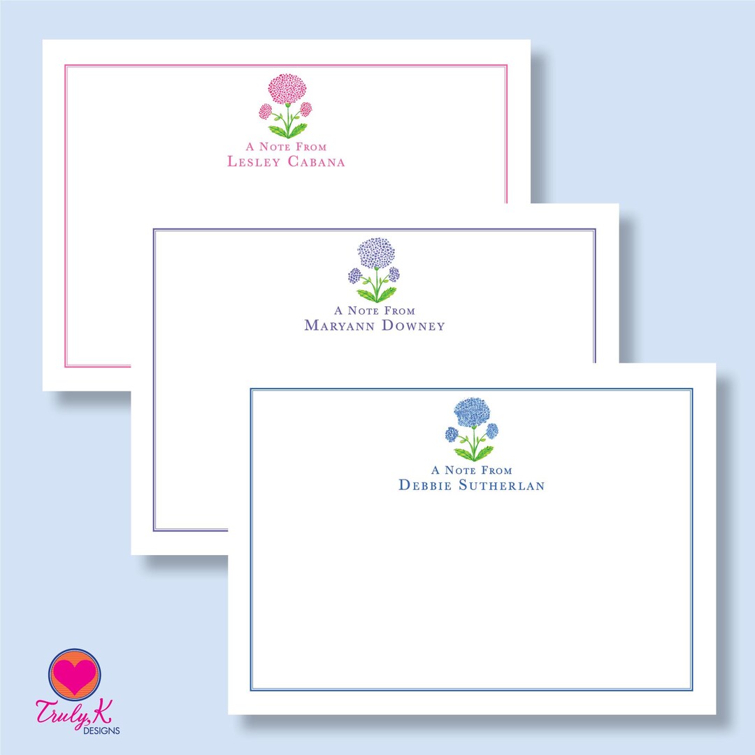 Florals ~ 5" X 7" Personalized Stationery ~ Flat Note Cards ...