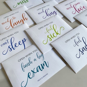 Open When Envelopes College ~ Set of 10 Envelopes You Fill ~ Going Away to College, College Survival Kit, Leaving Home Care Package image 7