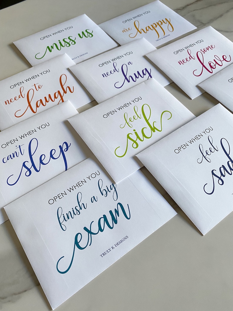 Open When Envelopes College ~ Set of 10 Envelopes You Fill ~ Going Away to College, College Survival Kit, Leaving Home Care Package image 7