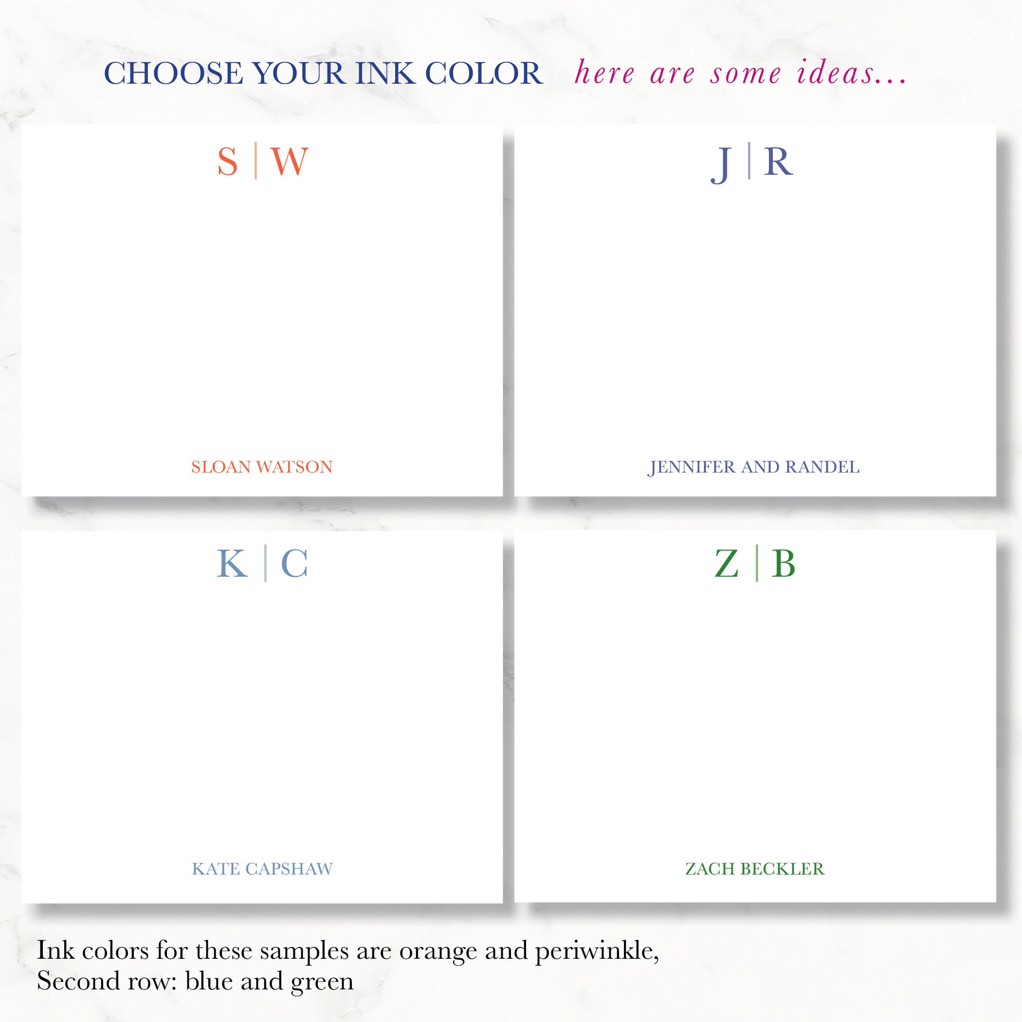 Initials With Thin Line ~ Personalized Stationery ~ Flat Note Cards ...