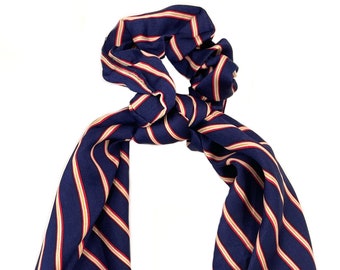 Pinstripes Navy Creme Red Boho Hair Messy Bun Scrunchie Scarf