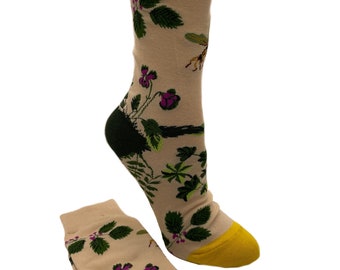Floral Insects Nature Colorful Fun Midcalf Socks Women