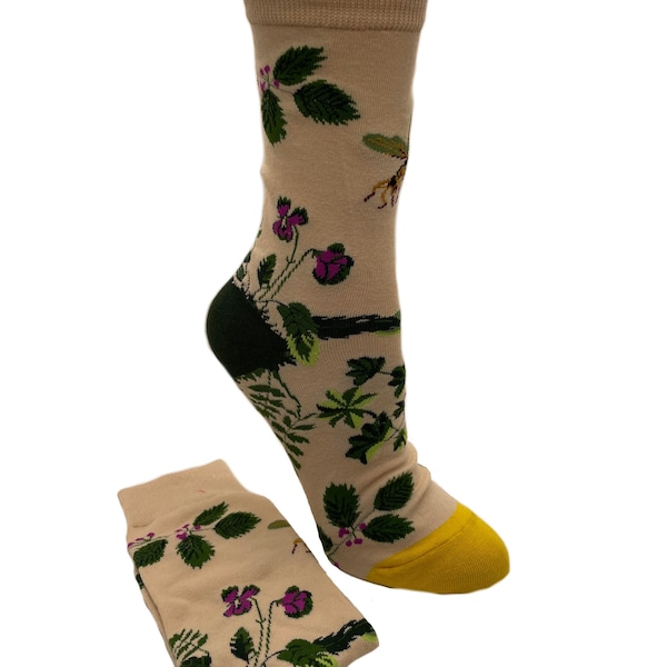 Floral Insects Nature Colorful Fun Midcalf Socks Women