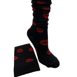 Black with Red Lips Compression Socks S/M
