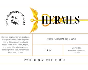 エルメス ゴッドキャンドル＆パフューム｜ギリシャ神話ソイキャンドル｜ホワイトティー、アンバーウッドモス、レモン