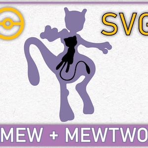 Mew & Mewtu Design | Pokemon Evolutionen | SVG Bundle | Digitale Datei zum Ausdrucken