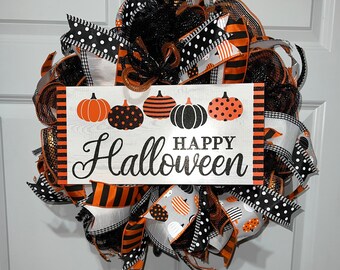 Happy Halloween Pumpkin Wreath