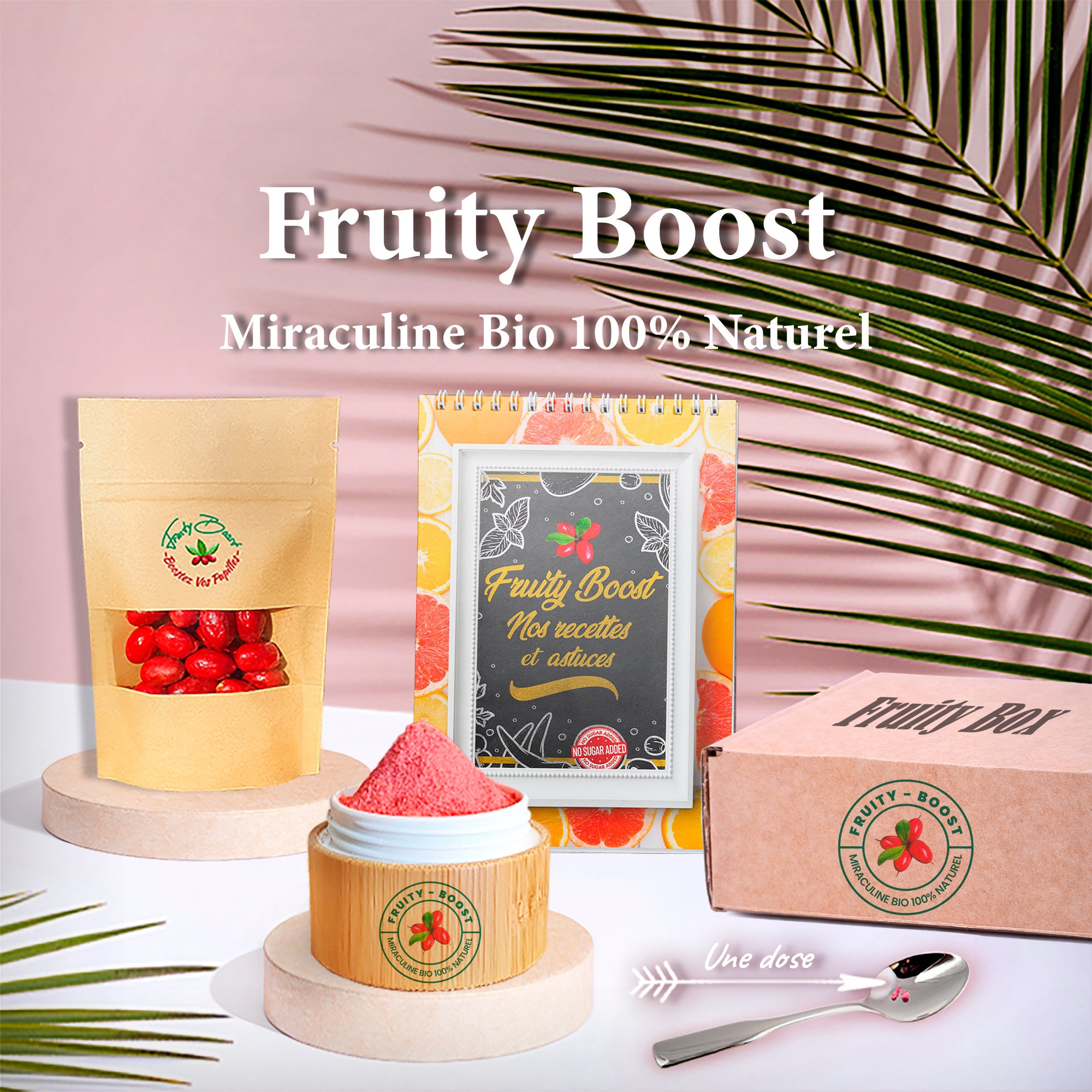 Box : 4g Miraculine, 10 Baies du Miracle, 30 Recettes spéciales Fruit  Miracle. -  France