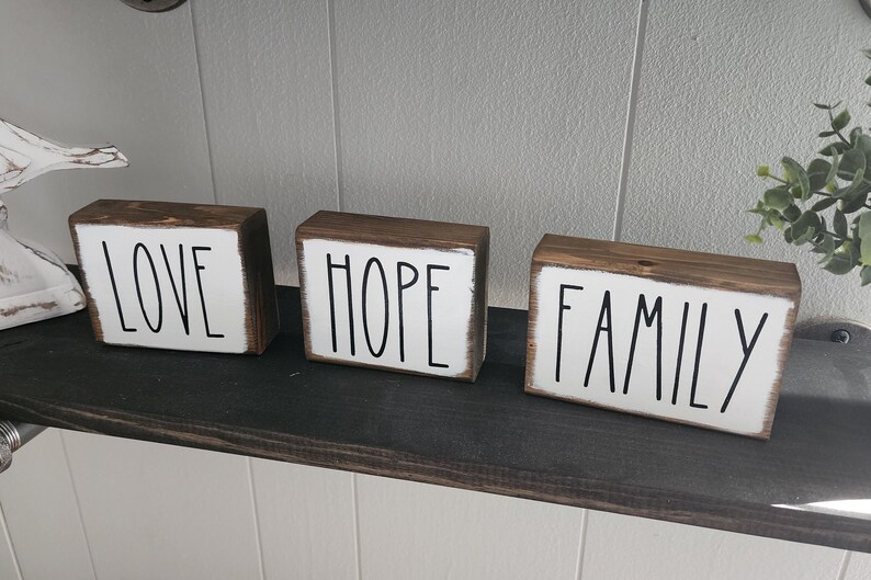 Set of 3 Rustic Wood Block Signs Rae Dunn Inspired Farmhouse Fall ...